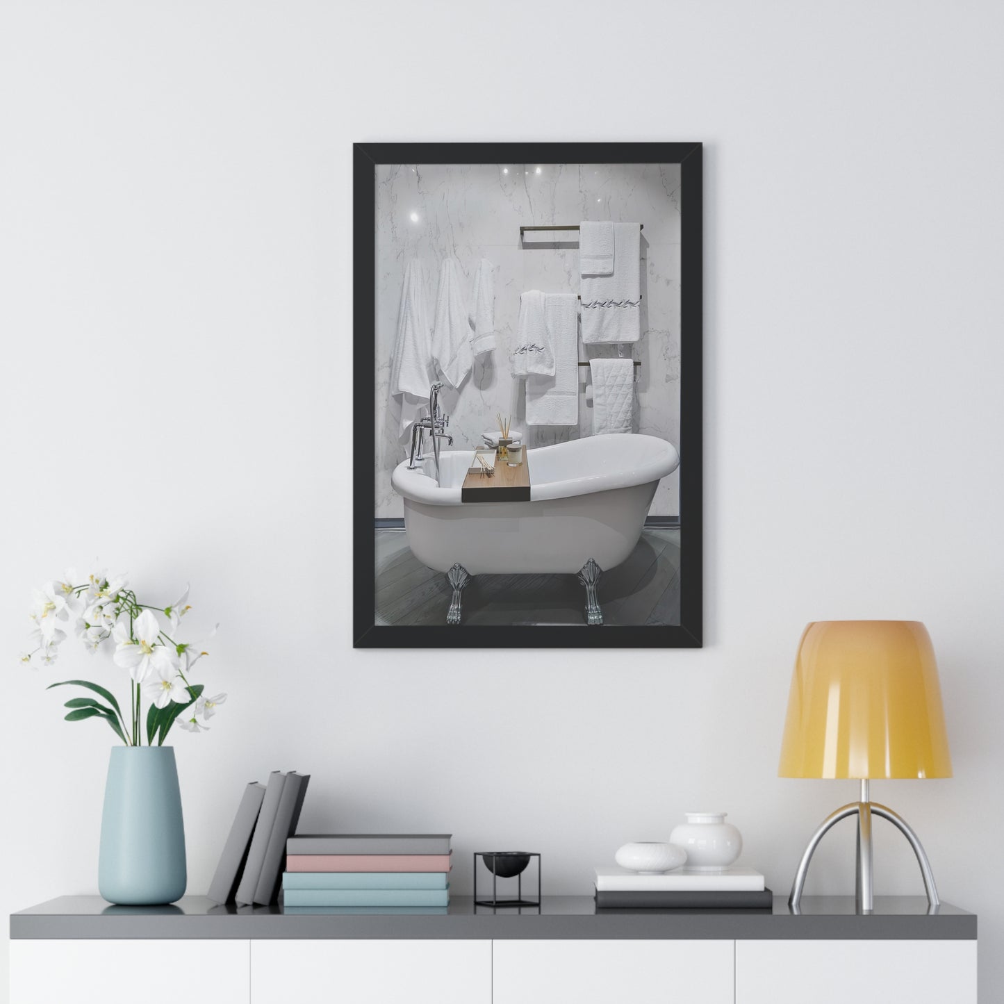 Modern Bathroom Wall Art Framed Vertical Poster