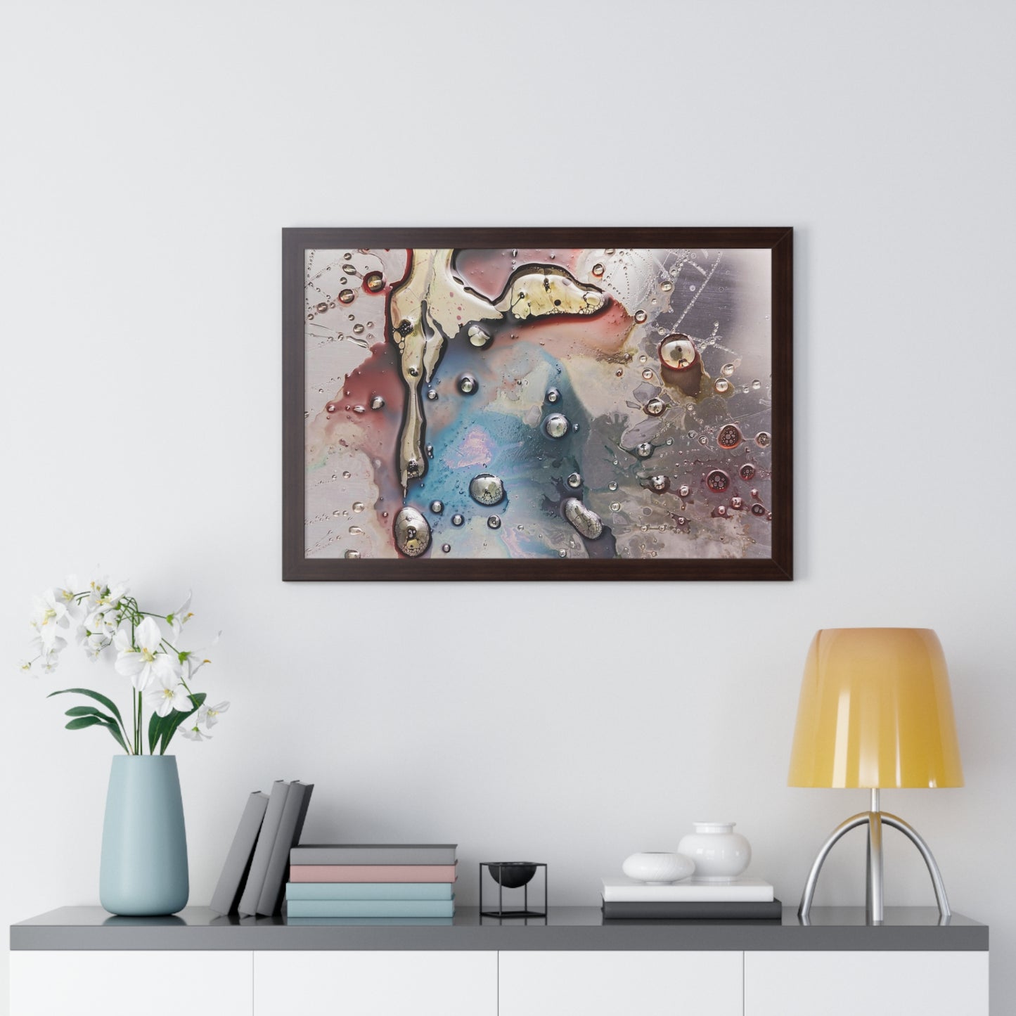 Multi-Colored Waterdrops Abstract Art, Framed Horizontal Poster