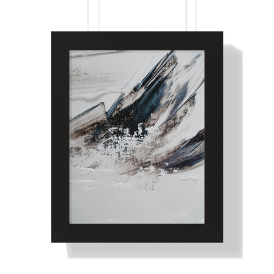 Artic blue, brown & white Abstract Art Framed Vertical Poster