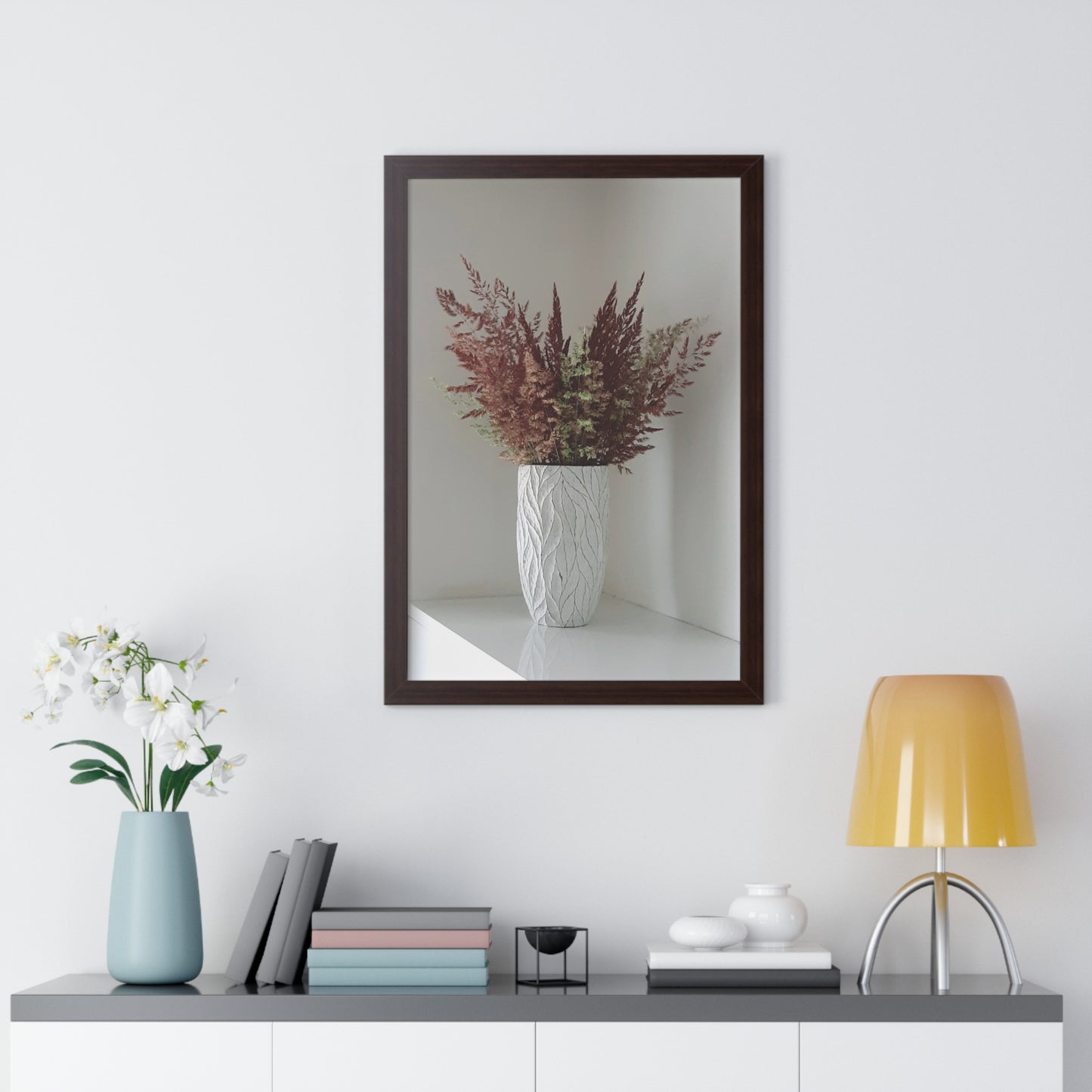 Framed Floral Canvas Vertical Poster, Framed Canvas Wall Art Set Floral Botanical Prints Minimalist Modern Art Boho Wall Decor