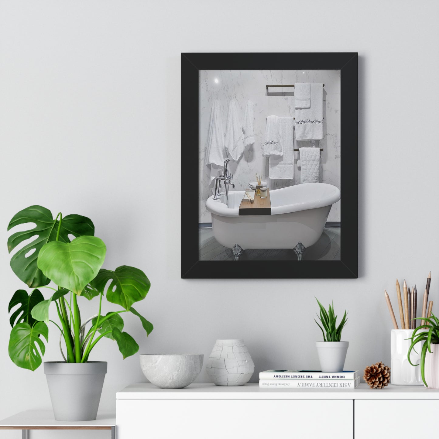 Modern Bathroom Wall Art Framed Vertical Poster