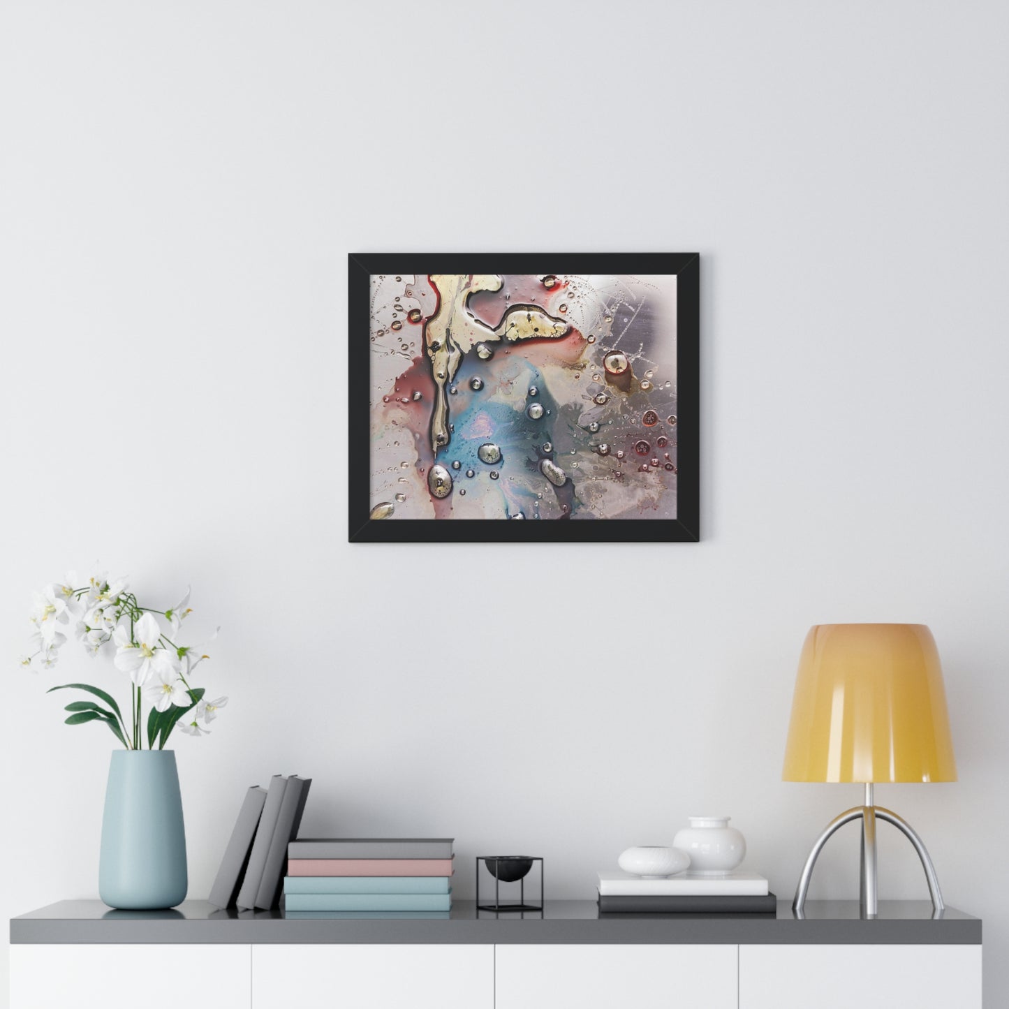 Multi-Colored Waterdrops Abstract Art, Framed Horizontal Poster