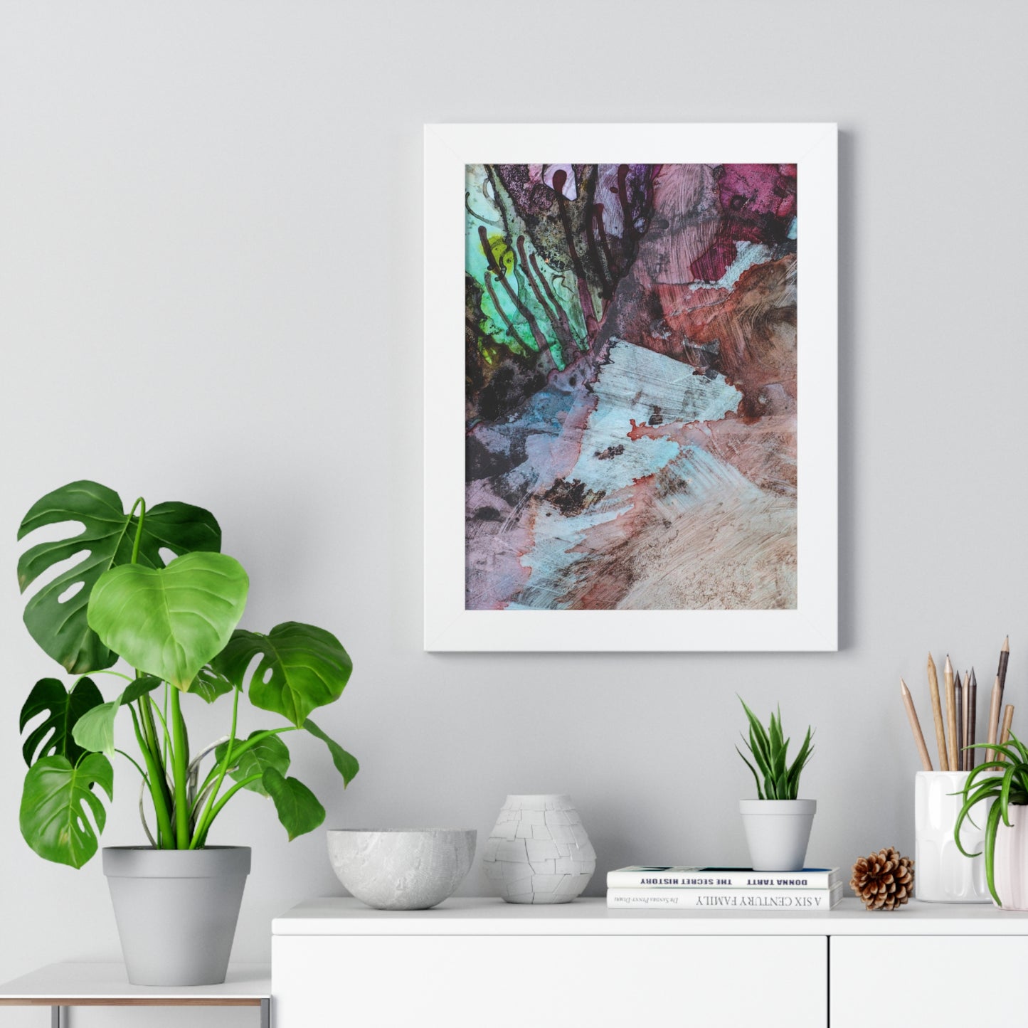Underwater Seascape Abstract Multi-Colored Art Framed Vertical Poster