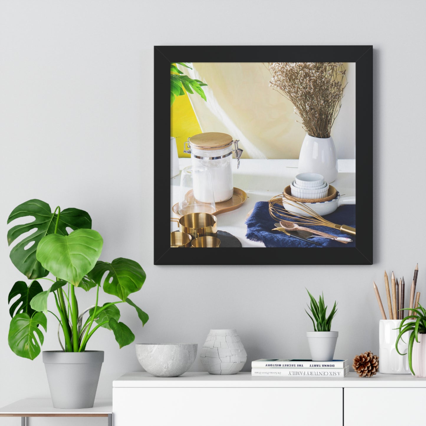 Modern Kitchen Setting Framed Vertical Poster