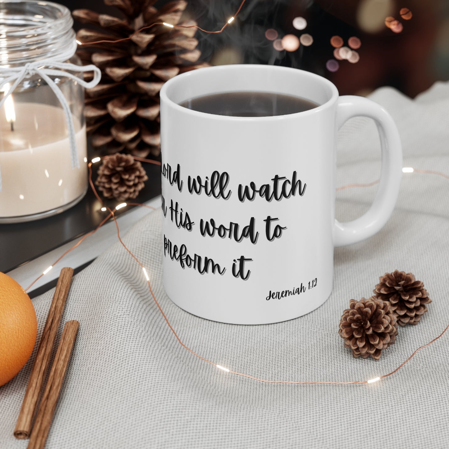 The Lord Will Watch Over His Word Mug, 11oz,  Jeremiah 1:12, Positive, Church, Inspiration, Gift, Coffee Mug, Christian Mug, Special Occassion Mug, Bible Mug