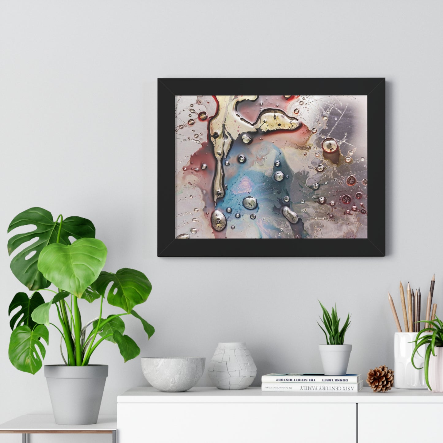 Multi-Colored Waterdrops Abstract Art, Framed Horizontal Poster
