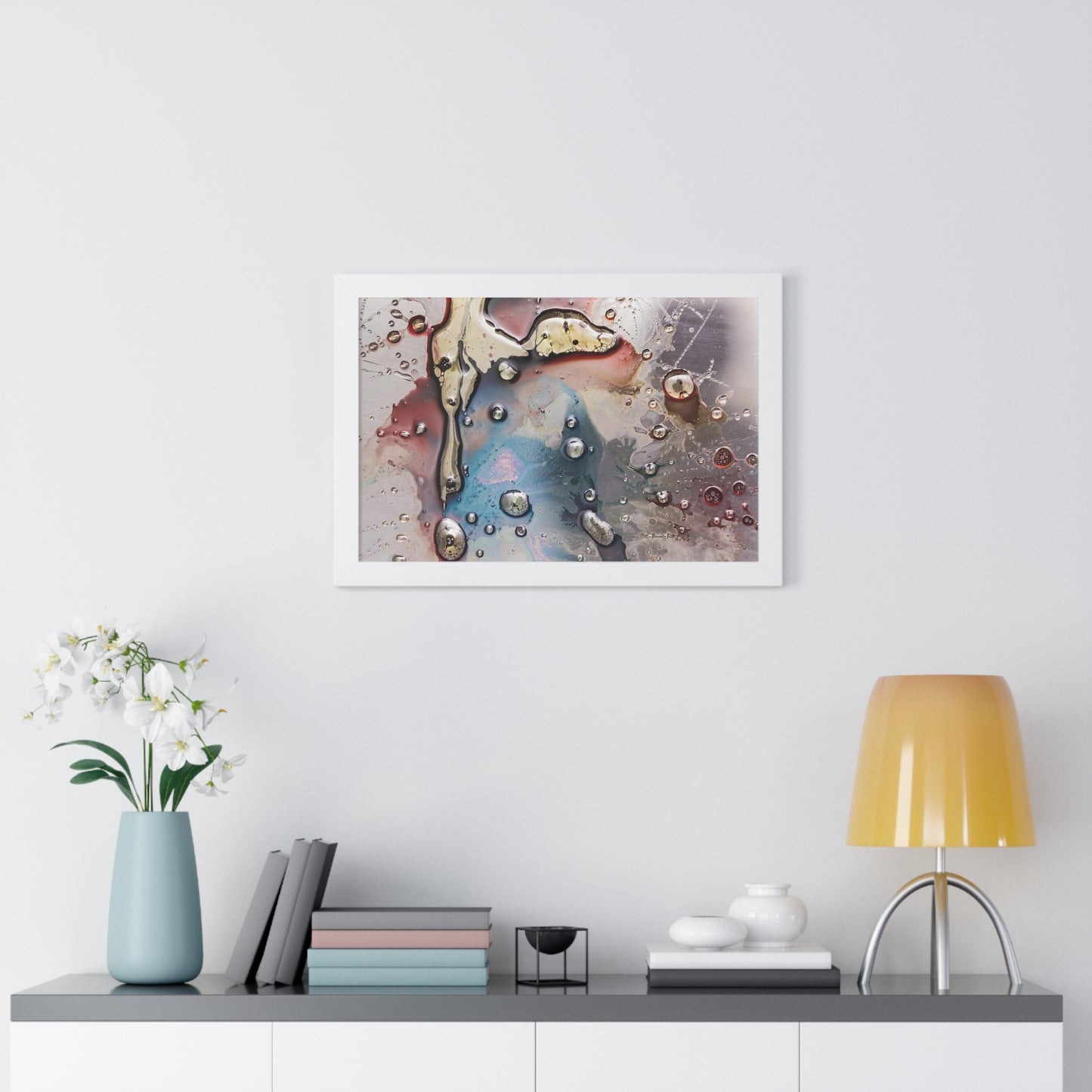 Multi-Colored Waterdrops Abstract Art, Framed Horizontal Poster