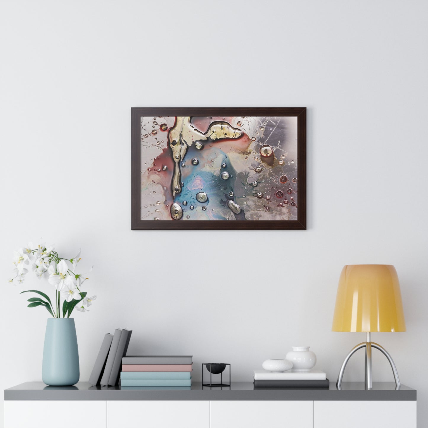 Multi-Colored Waterdrops Abstract Art, Framed Horizontal Poster