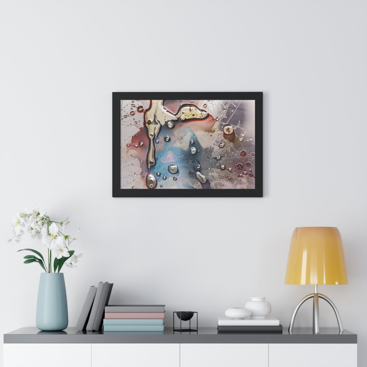 Multi-Colored Waterdrops Abstract Art, Framed Horizontal Poster