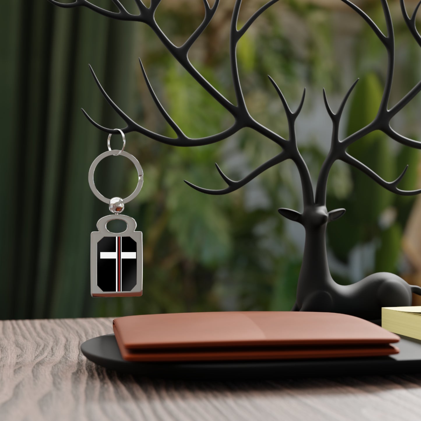 Cross + Blood Rectangle Keyring