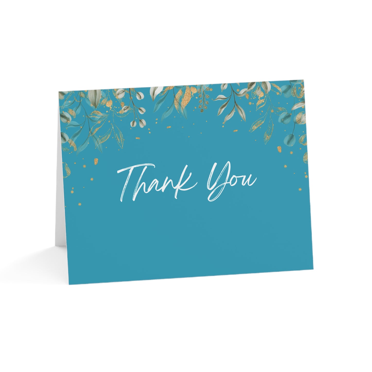 Blue Gold Thank You Greeting Cards (1, 10, 30 pcs)