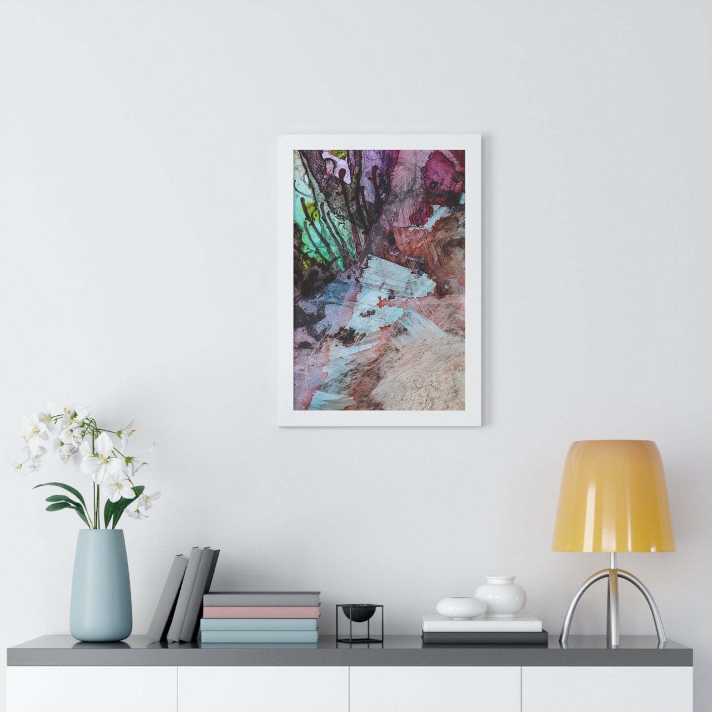 Underwater Seascape Abstract Multi-Colored Art Framed Vertical Poster