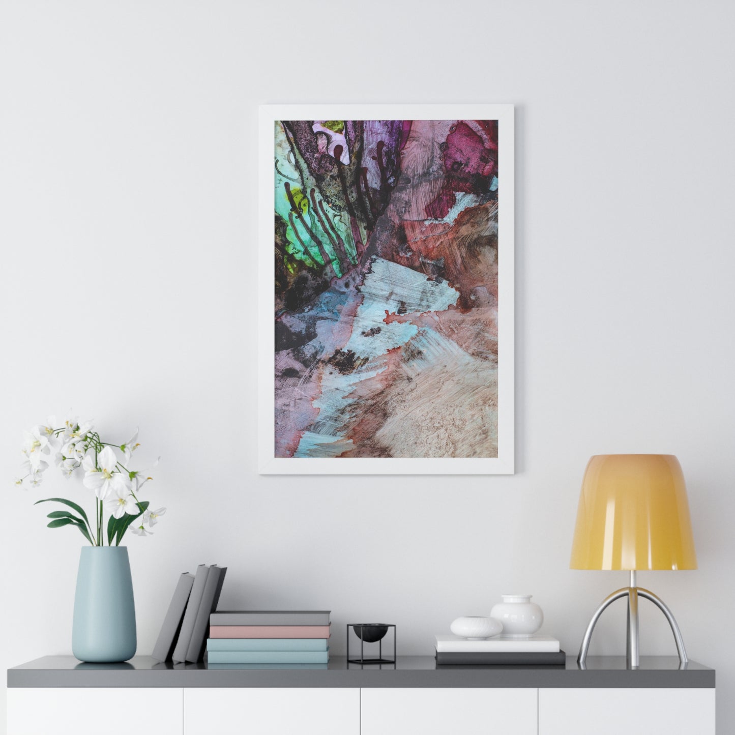 Underwater Seascape Abstract Multi-Colored Art Framed Vertical Poster