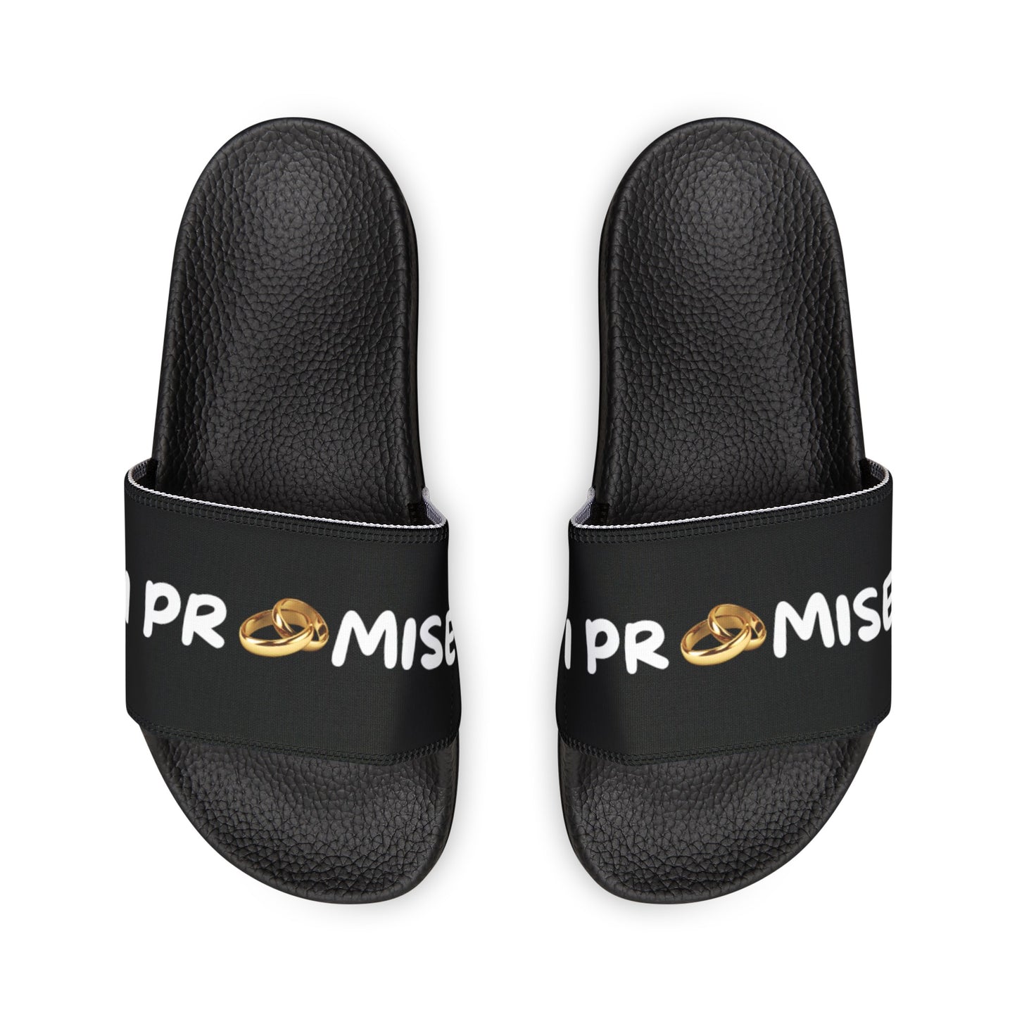 I Promise Marriage Vow, PU Slide Sandals, Lion of Judah Black, Mens Slides, Gift, Beach Inspiration