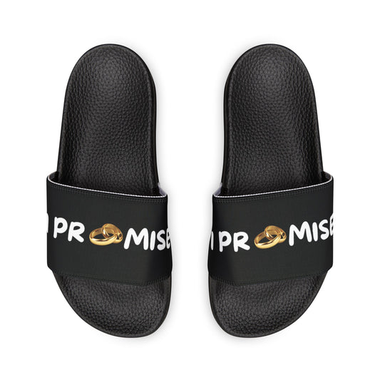 I Promise Marriage Vow, PU Slide Sandals, Lion of Judah Black, Mens Slides, Gift, Beach Inspiration