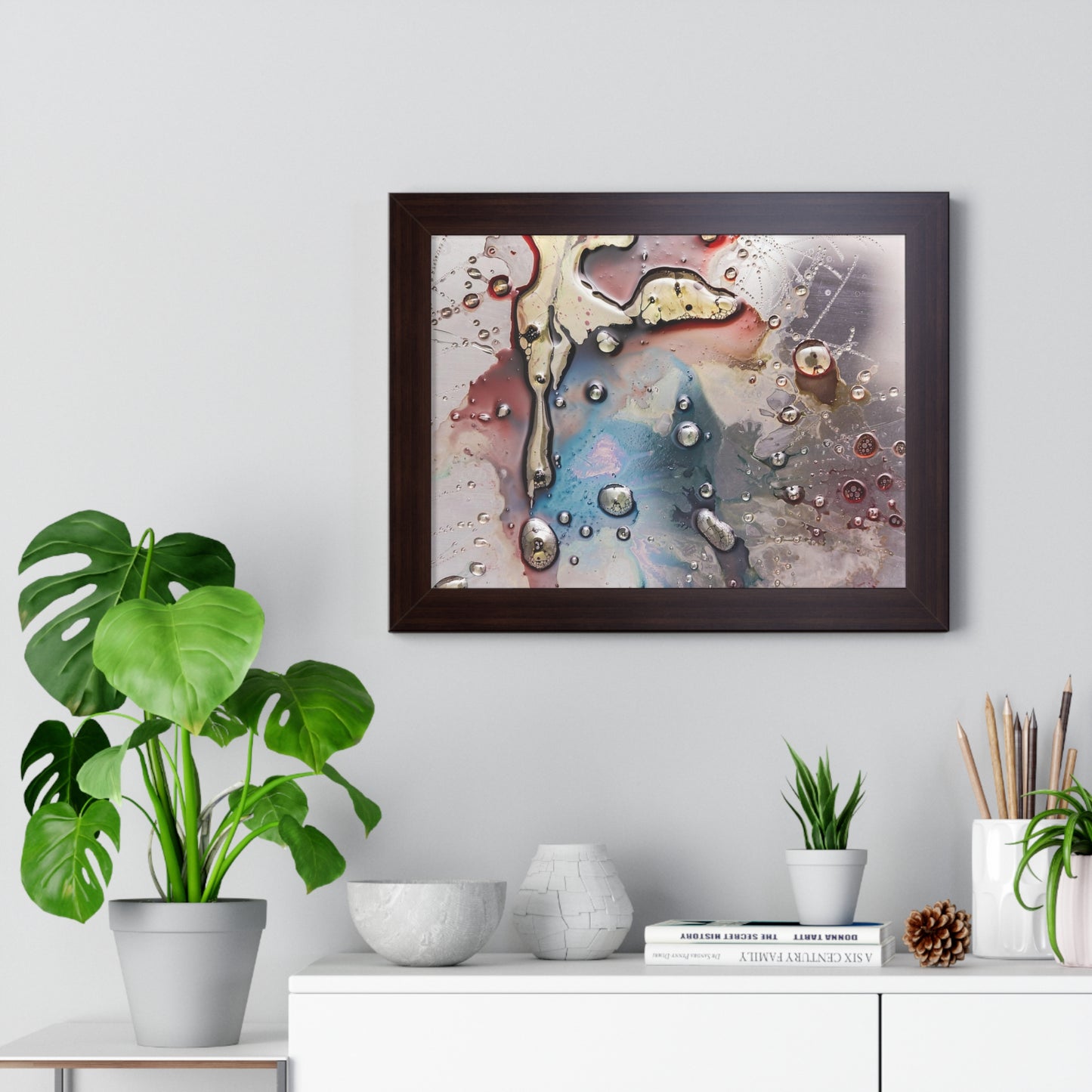 Multi-Colored Waterdrops Abstract Art, Framed Horizontal Poster