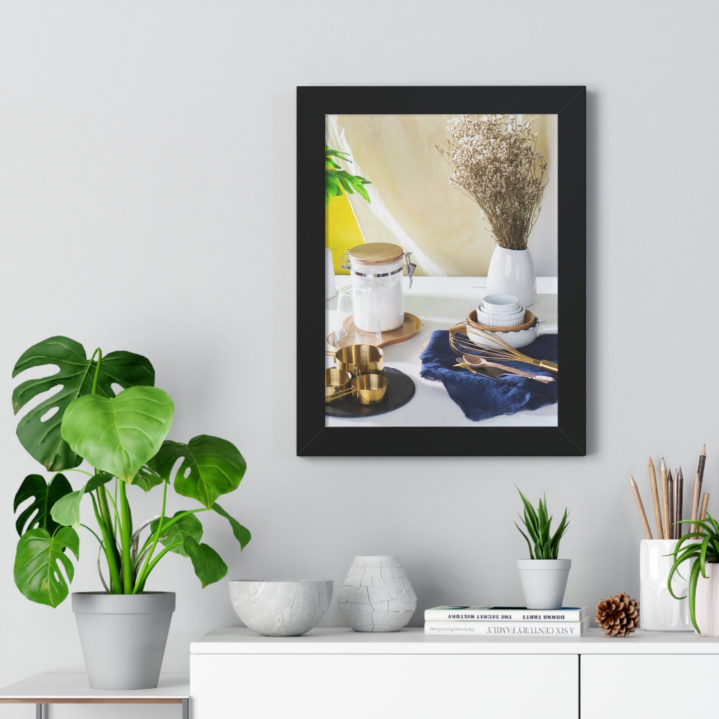 Modern Kitchen Setting Framed Vertical Poster
