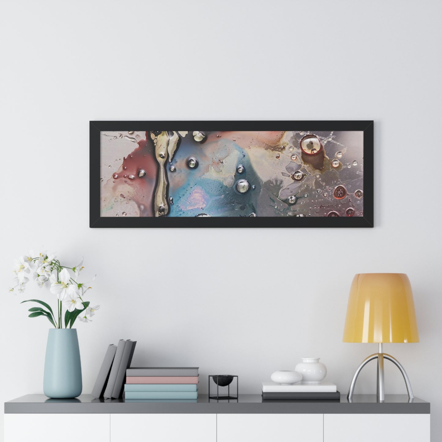 Multi-Colored Waterdrops Abstract Art, Framed Horizontal Poster