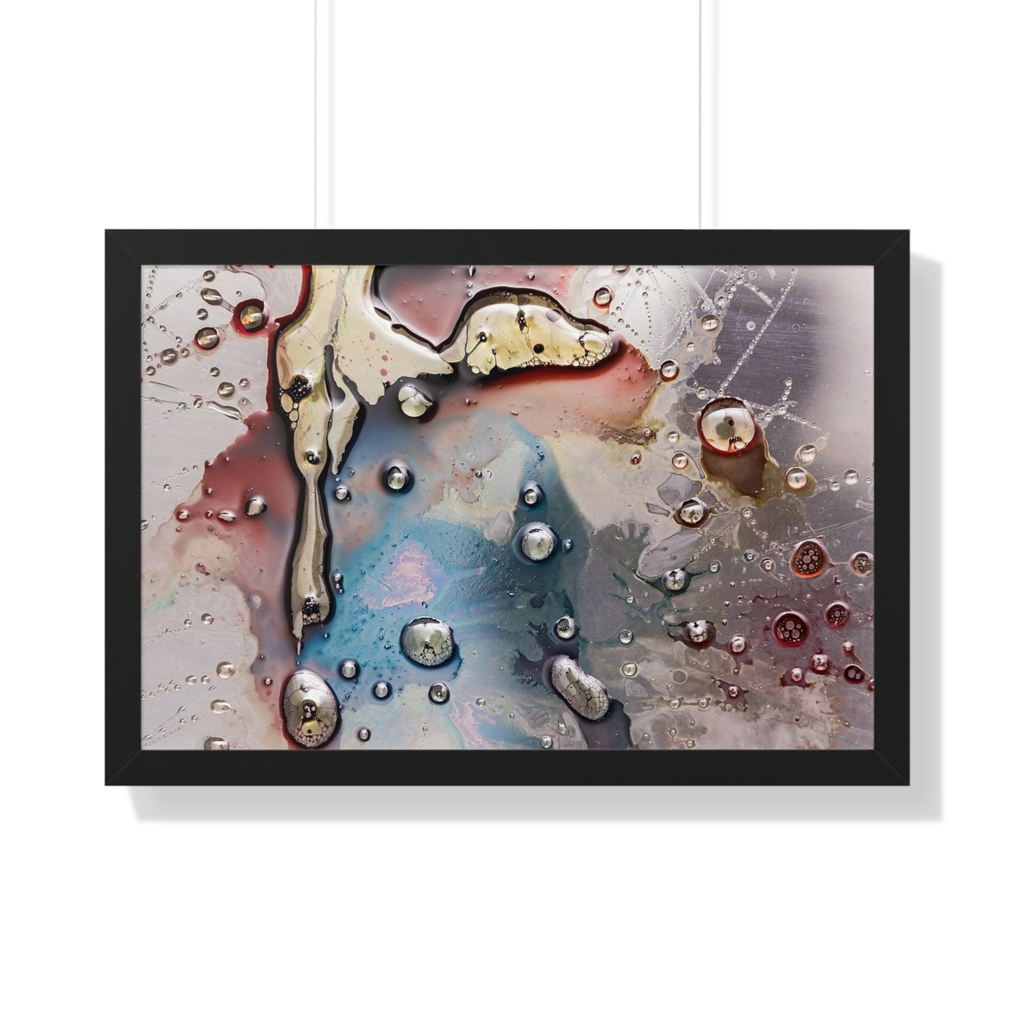 Multi-Colored Waterdrops Abstract Art, Framed Horizontal Poster