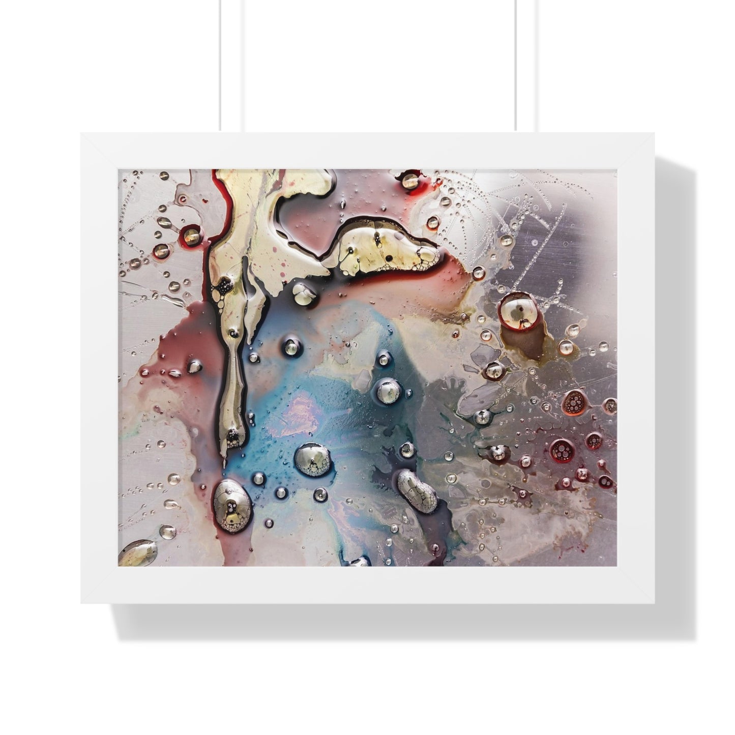 Multi-Colored Waterdrops Abstract Art, Framed Horizontal Poster
