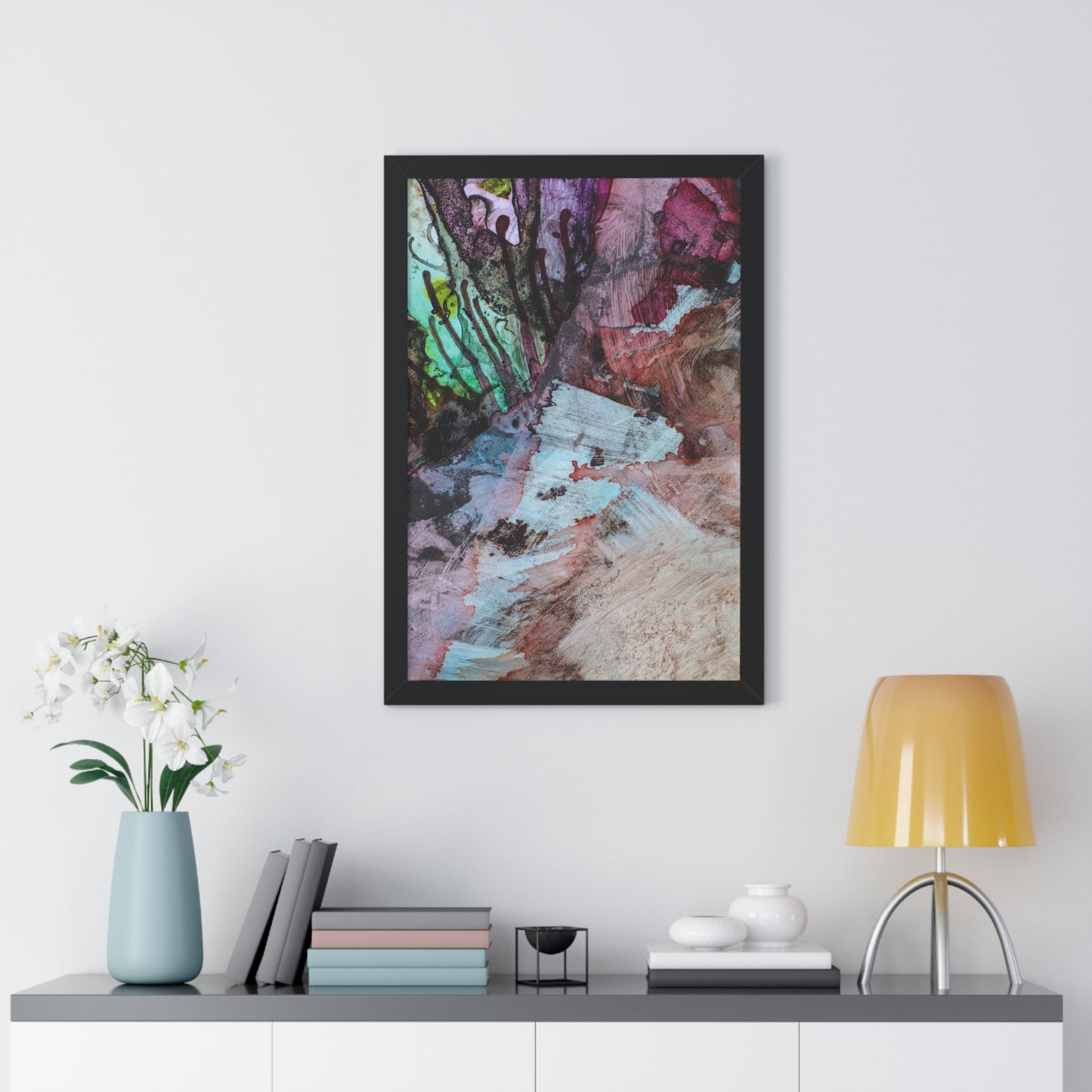 Underwater Seascape Abstract Multi-Colored Art Framed Vertical Poster