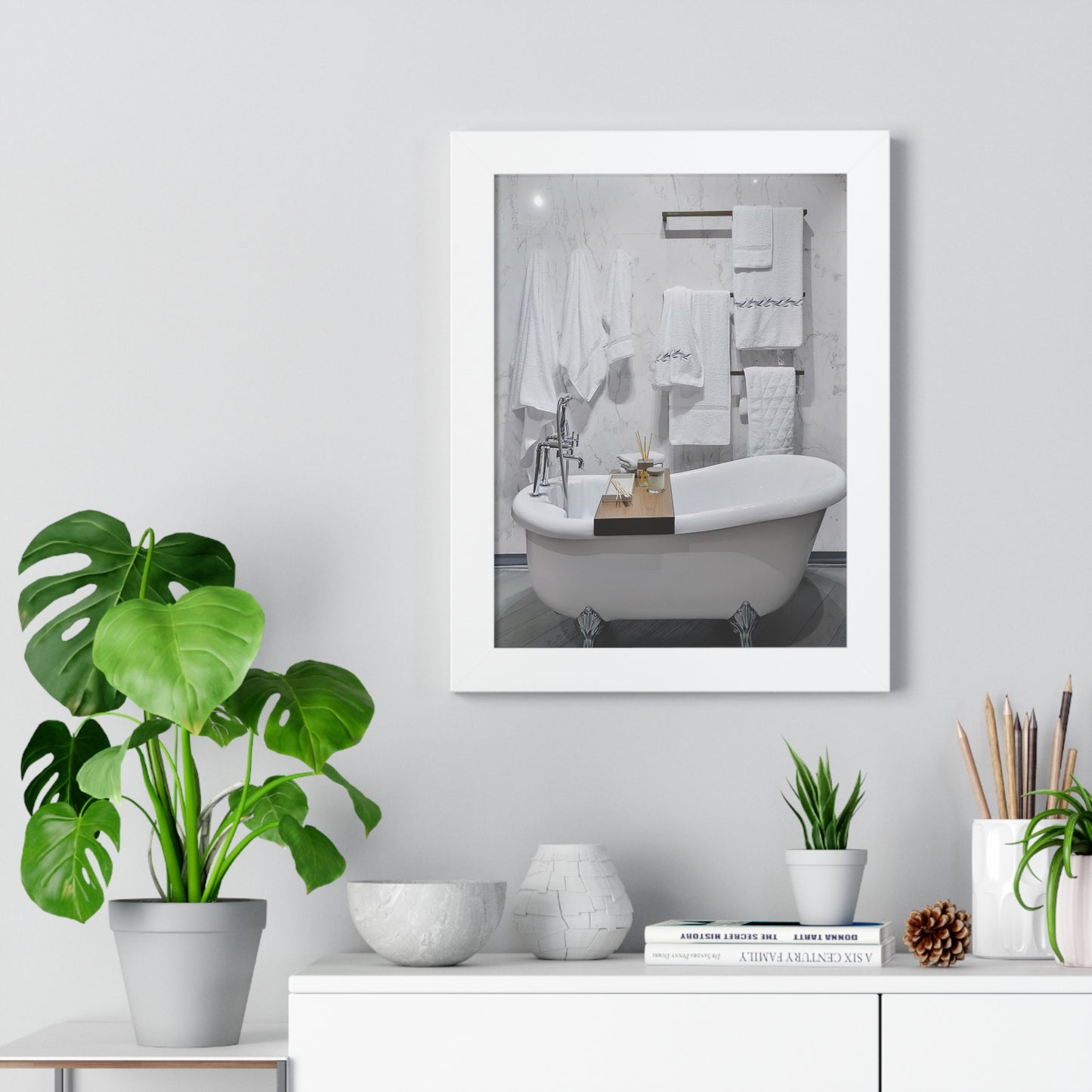 Modern Bathroom Wall Art Framed Vertical Poster