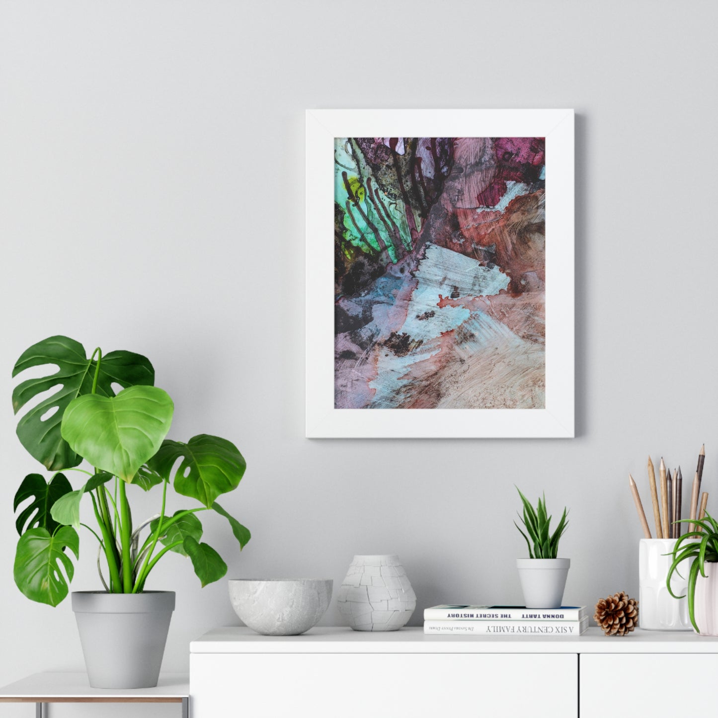 Underwater Seascape Abstract Multi-Colored Art Framed Vertical Poster
