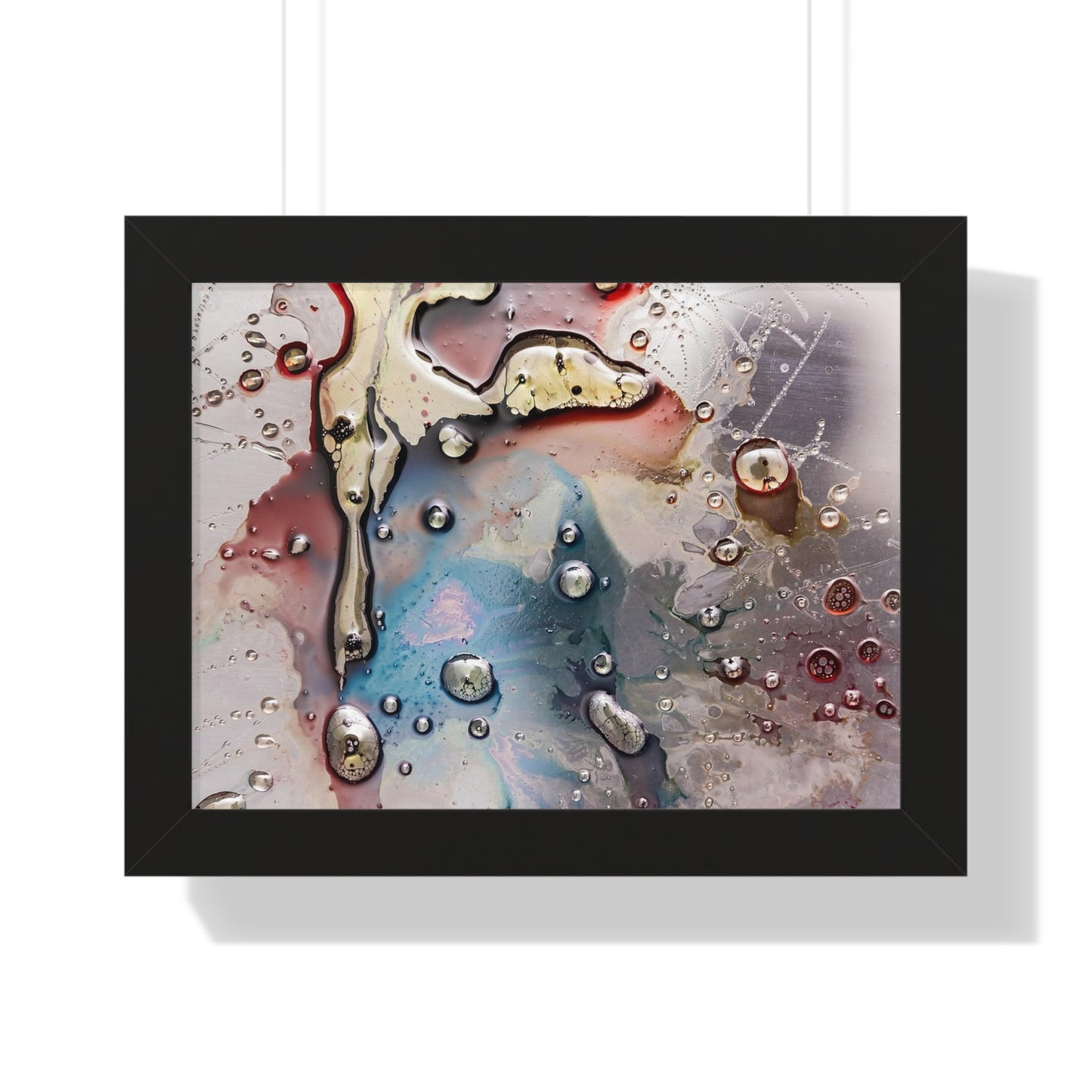 Multi-Colored Waterdrops Abstract Art, Framed Horizontal Poster