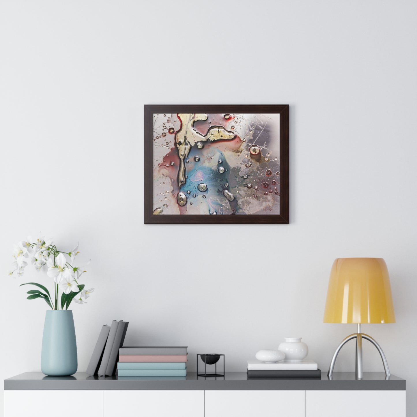 Multi-Colored Waterdrops Abstract Art, Framed Horizontal Poster