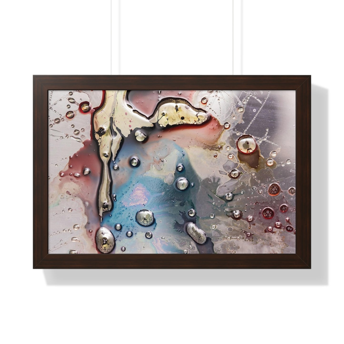 Multi-Colored Waterdrops Abstract Art, Framed Horizontal Poster