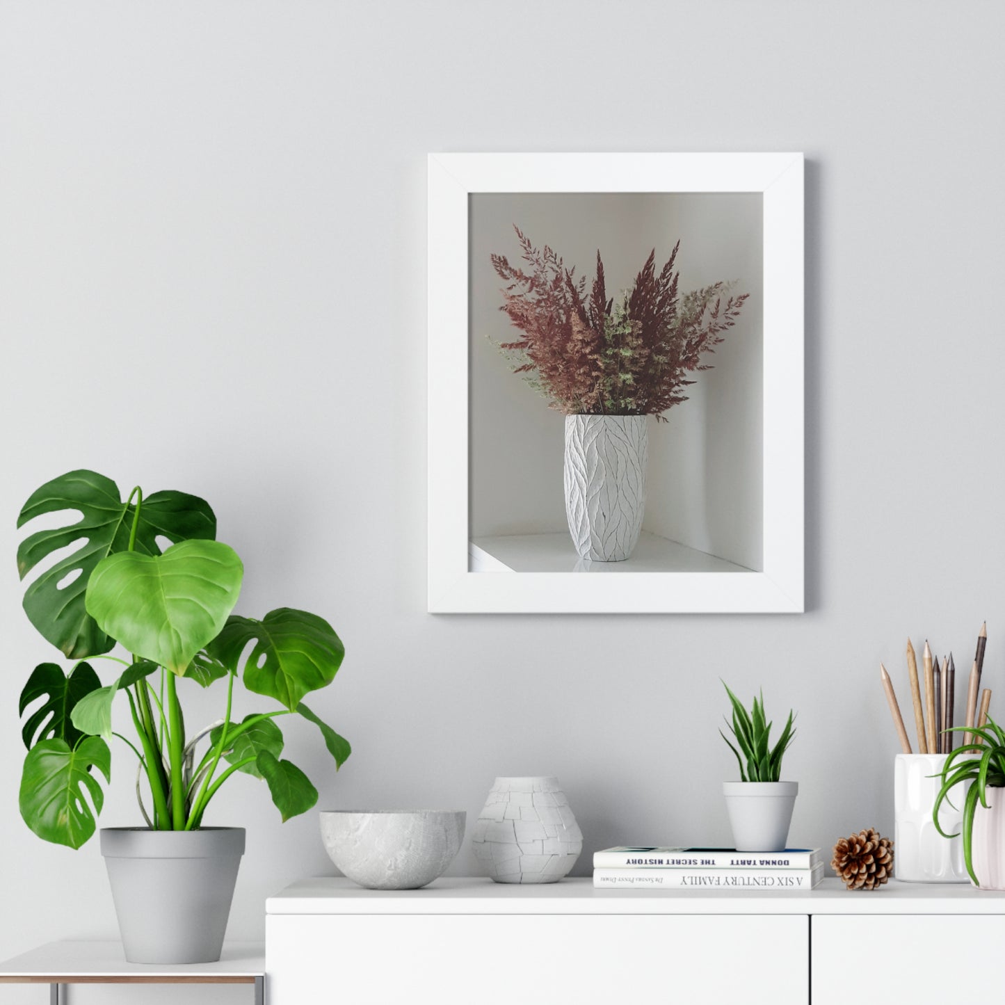 Framed Floral Canvas Vertical Poster, Framed Canvas Wall Art Set Floral Botanical Prints Minimalist Modern Art Boho Wall Decor