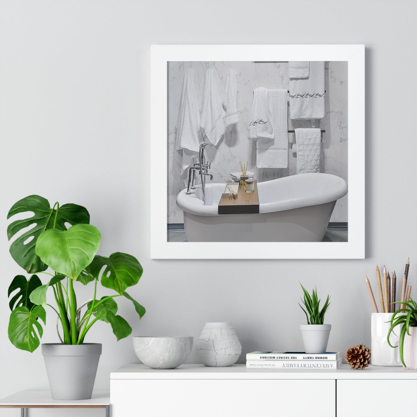 Modern Bathroom Wall Art Framed Vertical Poster