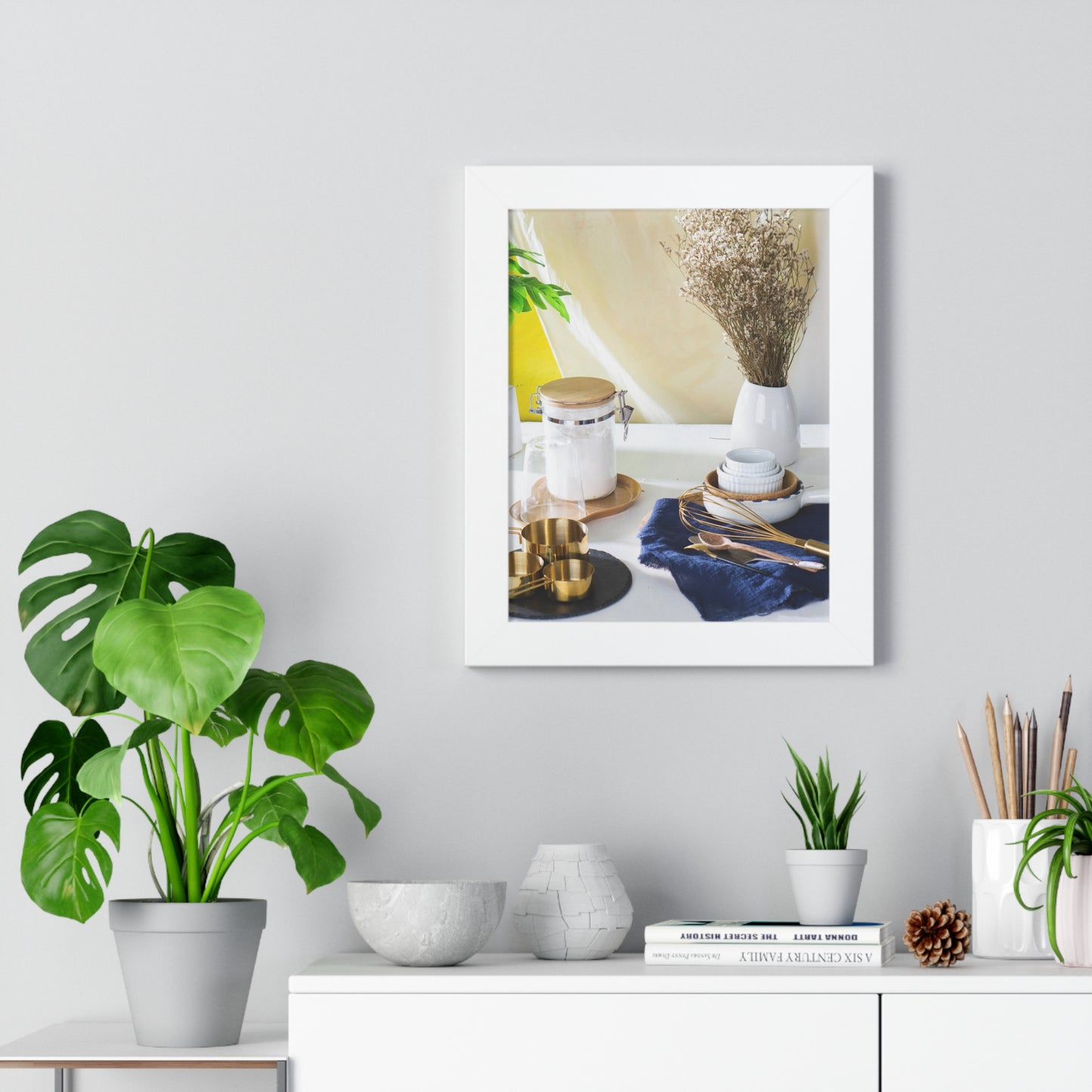 Modern Kitchen Setting Framed Vertical Poster