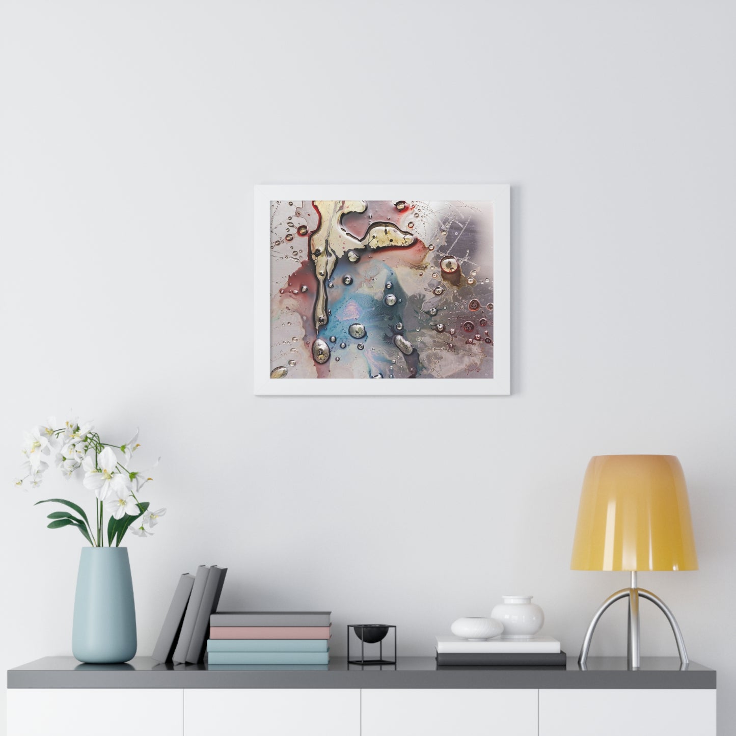 Multi-Colored Waterdrops Abstract Art, Framed Horizontal Poster