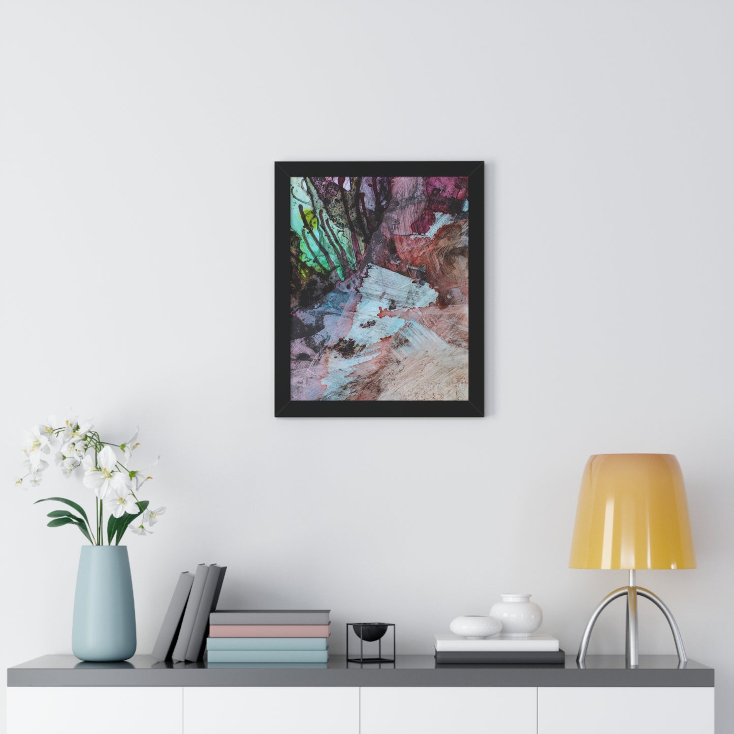 Underwater Seascape Abstract Multi-Colored Art Framed Vertical Poster