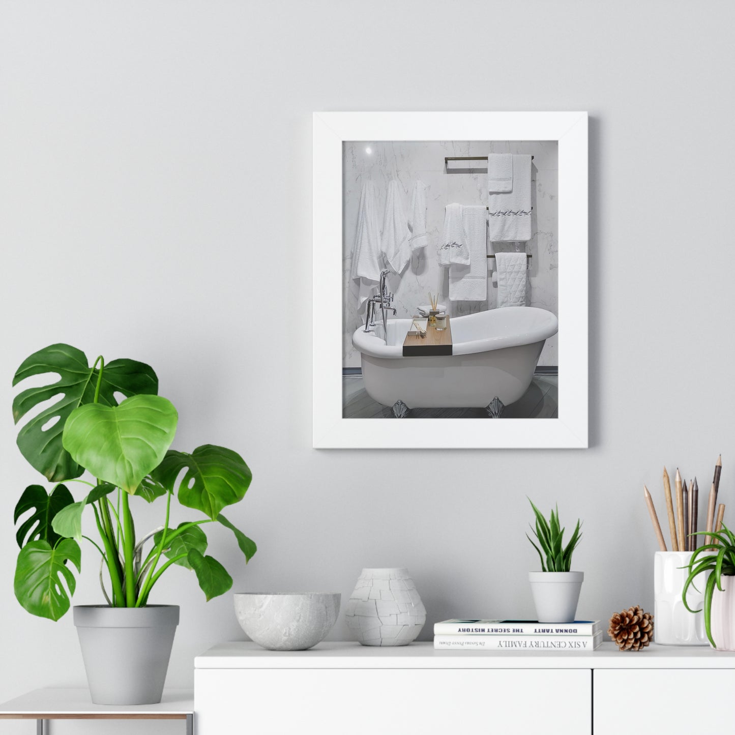 Modern Bathroom Wall Art Framed Vertical Poster