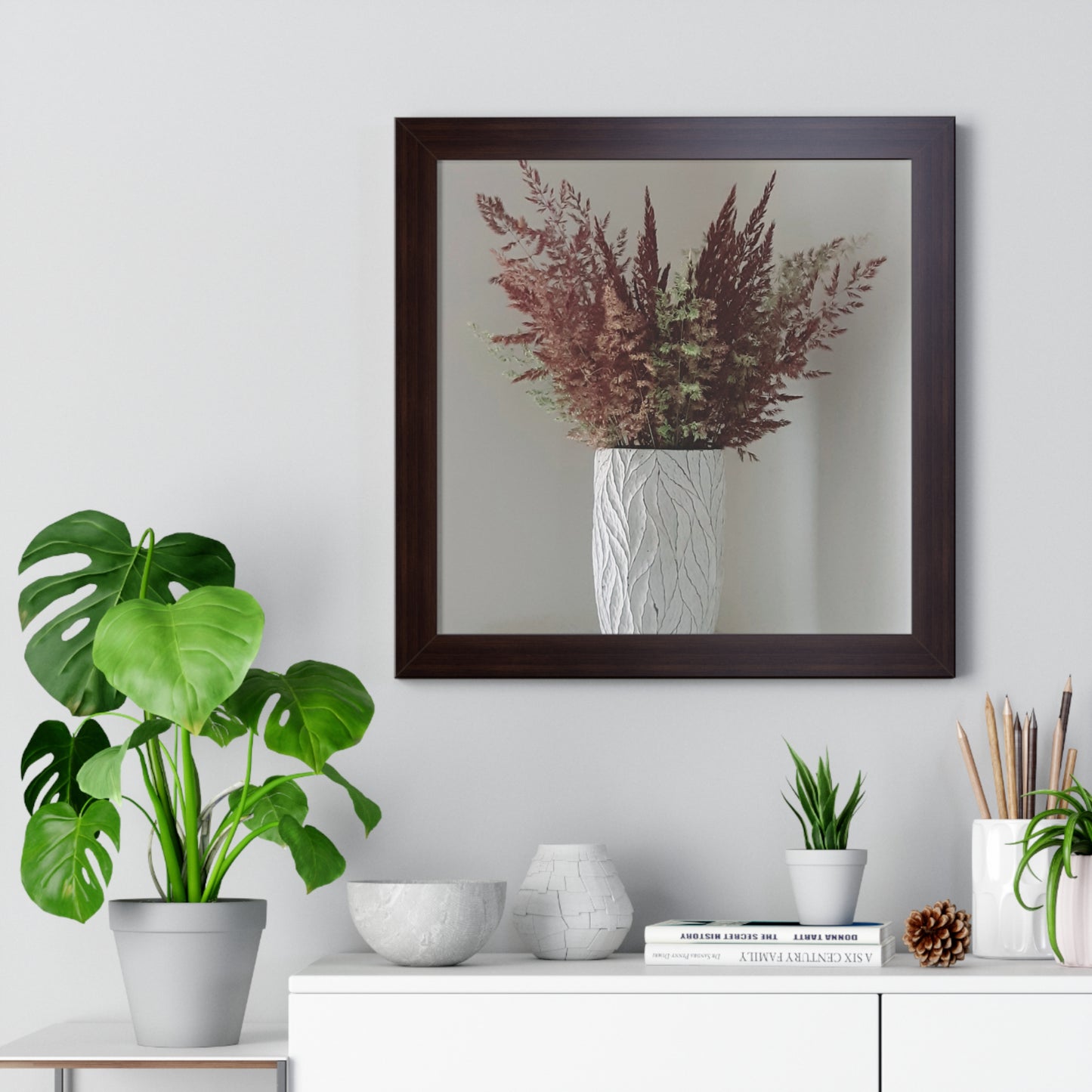 Framed Floral Canvas Vertical Poster, Framed Canvas Wall Art Set Floral Botanical Prints Minimalist Modern Art Boho Wall Decor