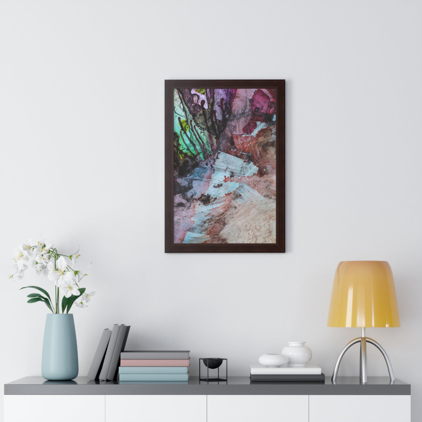 Underwater Seascape Abstract Multi-Colored Art Framed Vertical Poster