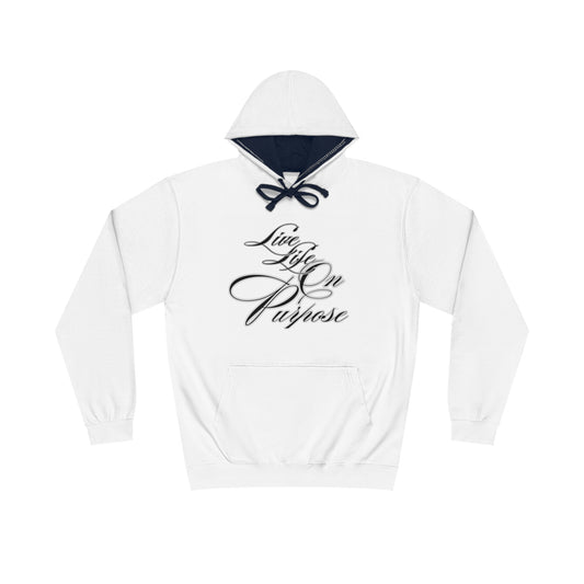 Live Life On Purpose Unisex Varsity Hoodie, Scripture, Gift, Inspirational, Church, Special Occasion, Workout Wear, Fitness