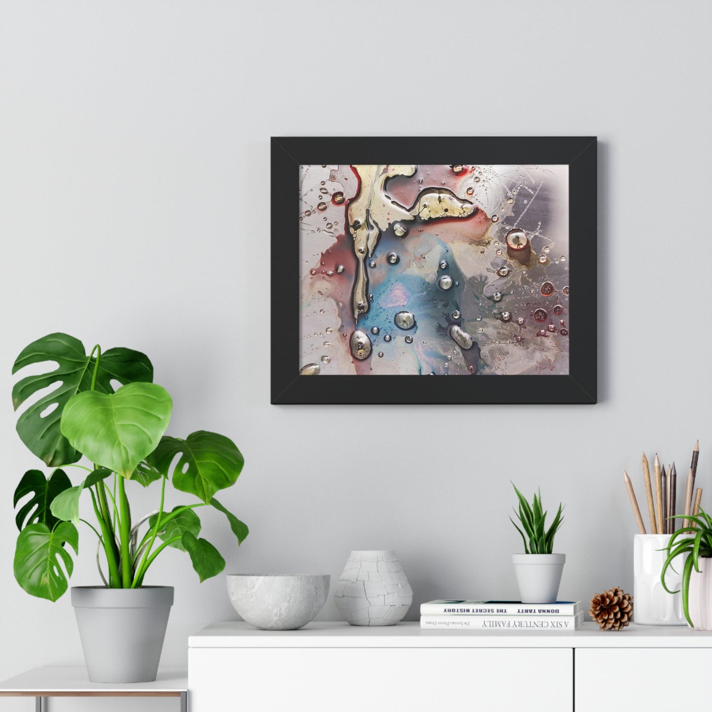 Multi-Colored Waterdrops Abstract Art, Framed Horizontal Poster