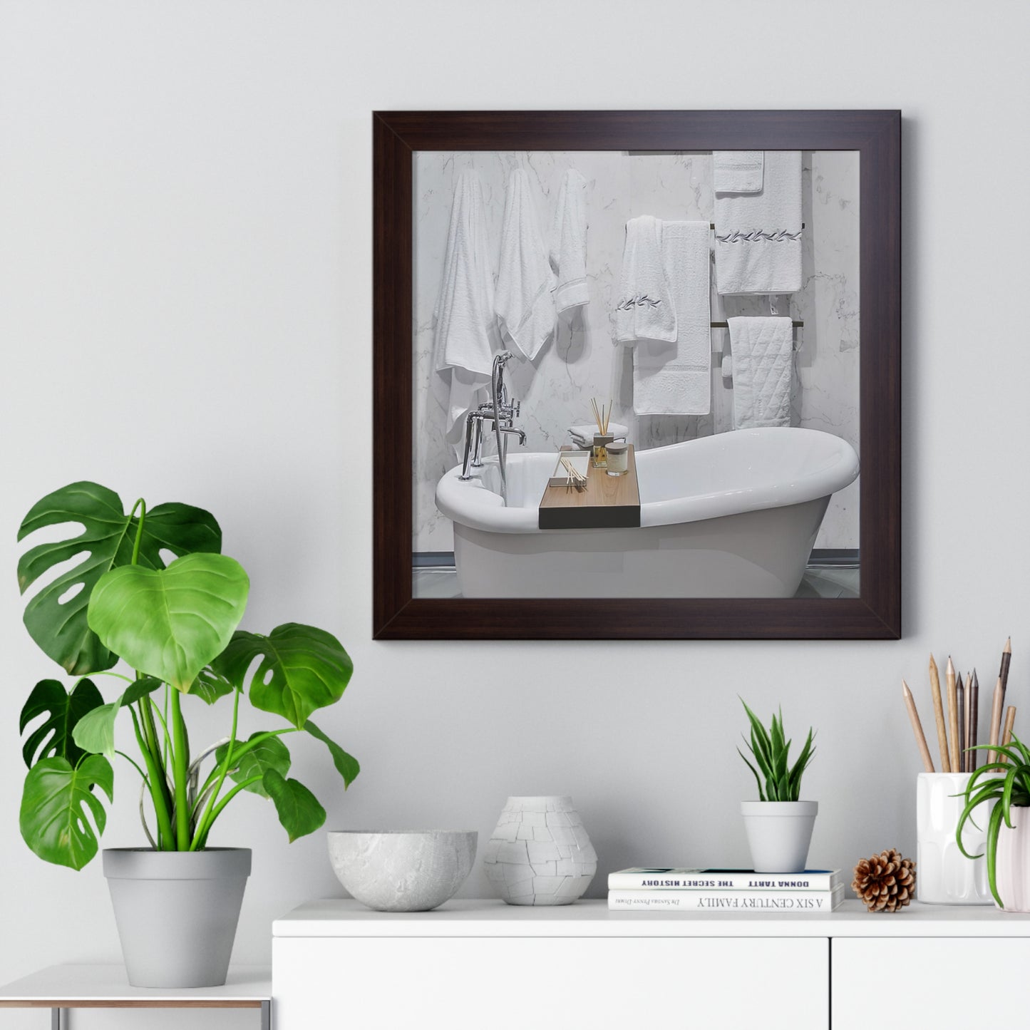 Modern Bathroom Wall Art Framed Vertical Poster