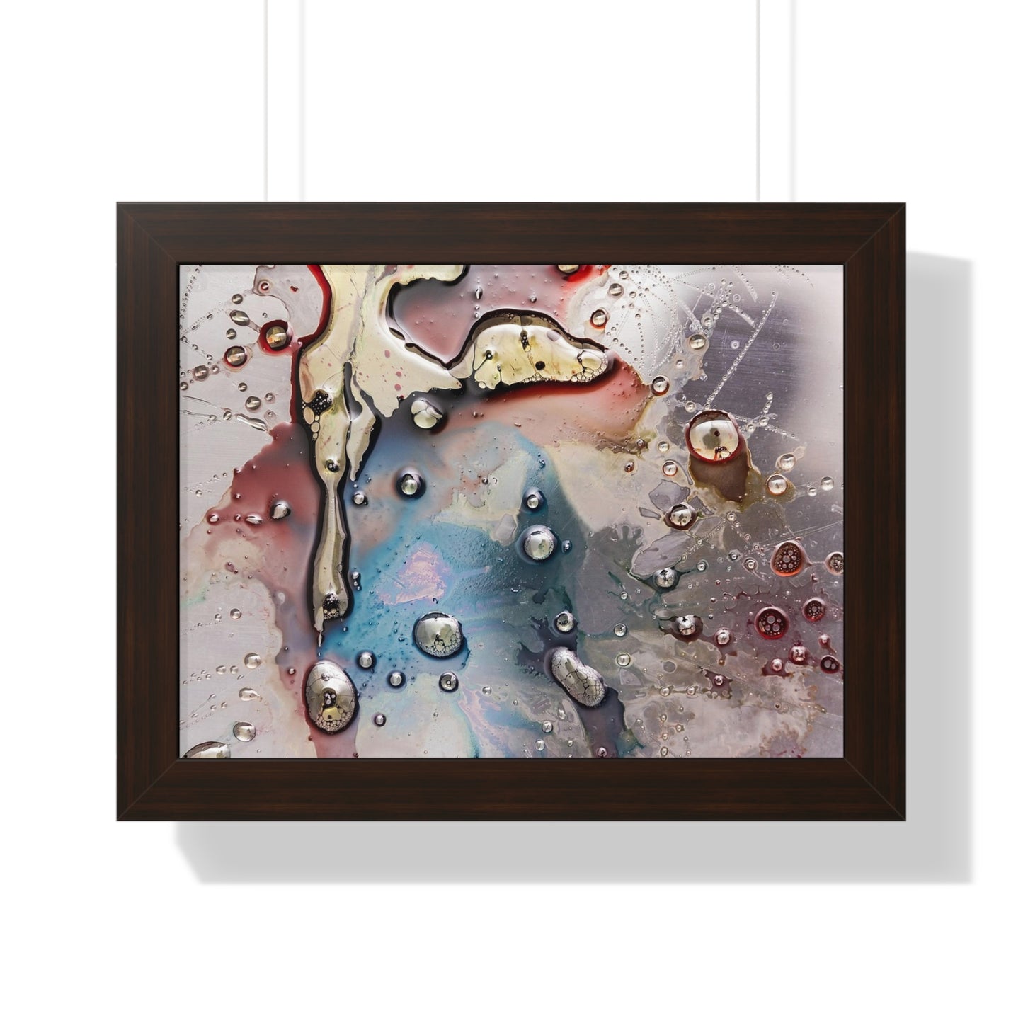 Multi-Colored Waterdrops Abstract Art, Framed Horizontal Poster