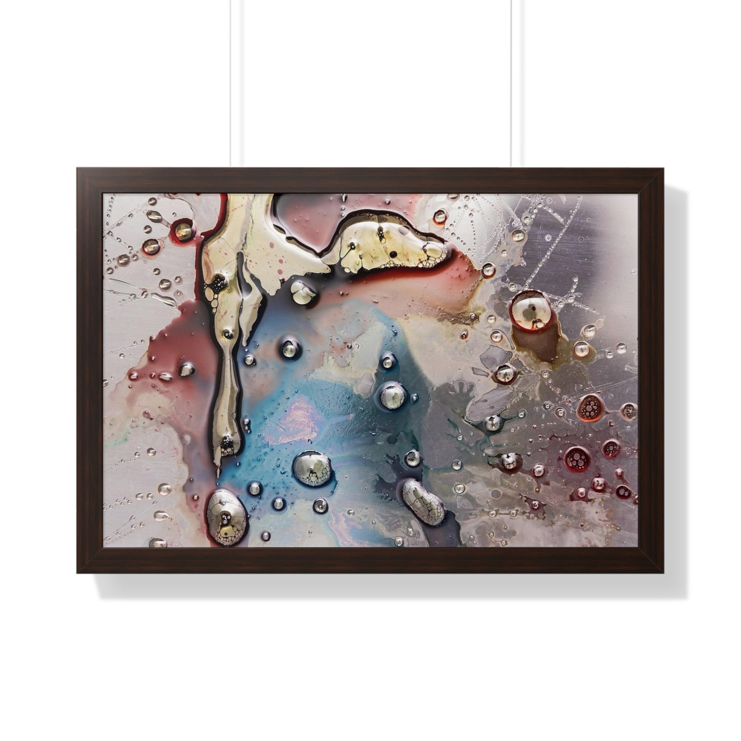 Multi-Colored Waterdrops Abstract Art, Framed Horizontal Poster
