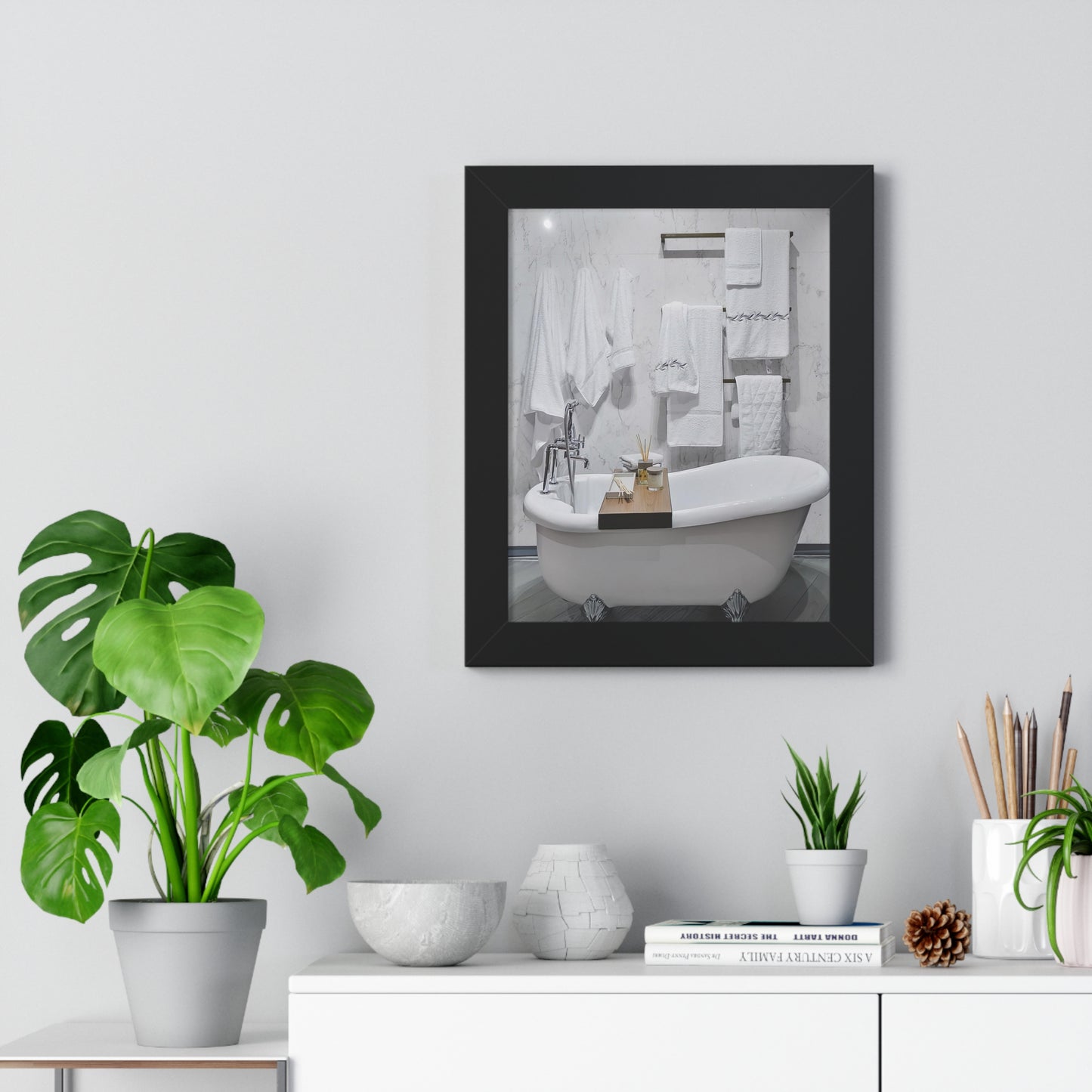 Modern Bathroom Wall Art Framed Vertical Poster