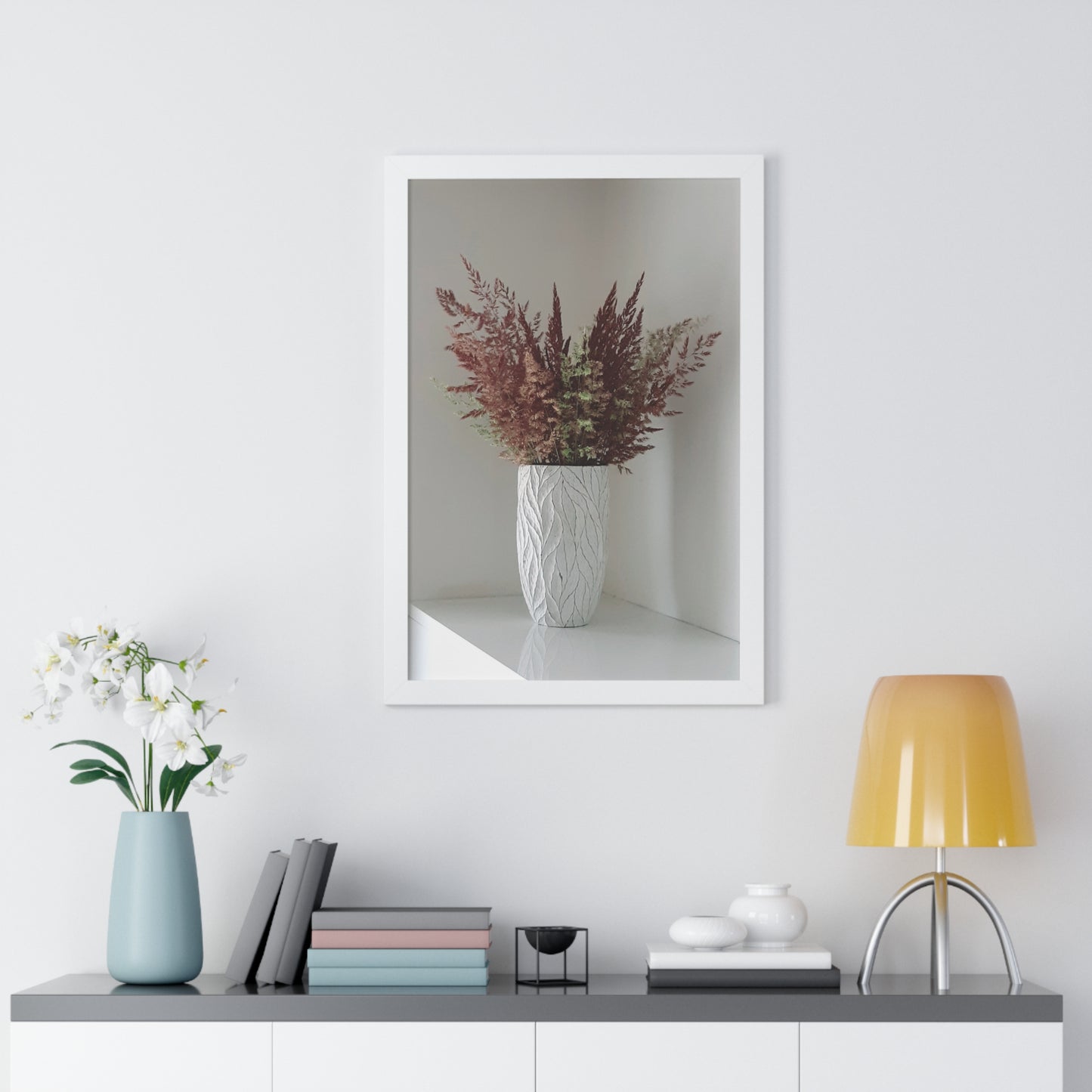 Framed Floral Canvas Vertical Poster, Framed Canvas Wall Art Set Floral Botanical Prints Minimalist Modern Art Boho Wall Decor