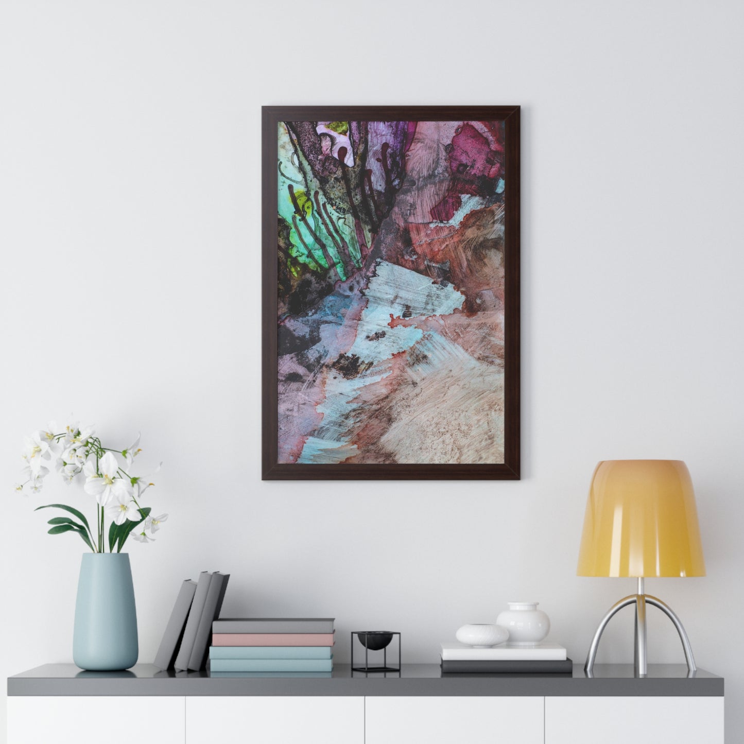 Underwater Seascape Abstract Multi-Colored Art Framed Vertical Poster