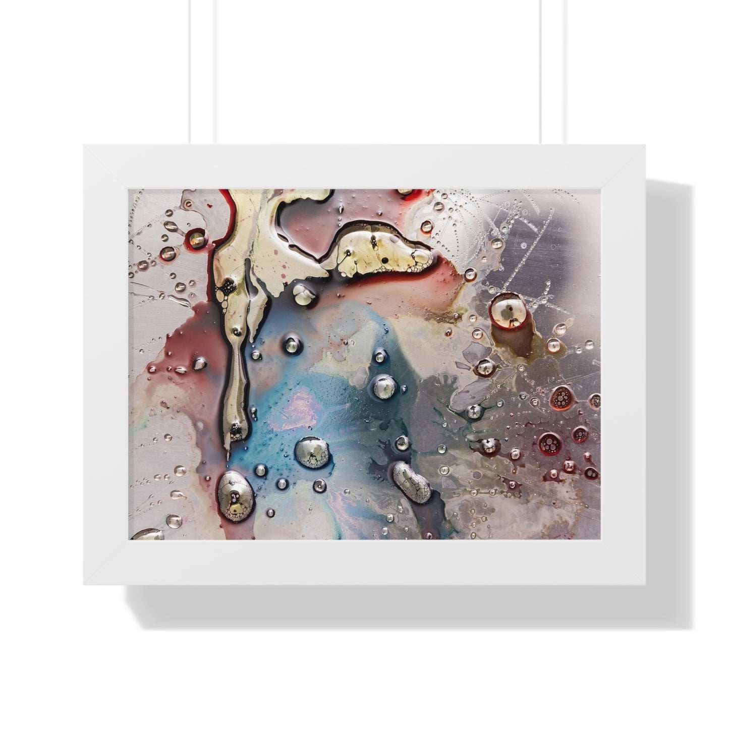 Multi-Colored Waterdrops Abstract Art, Framed Horizontal Poster