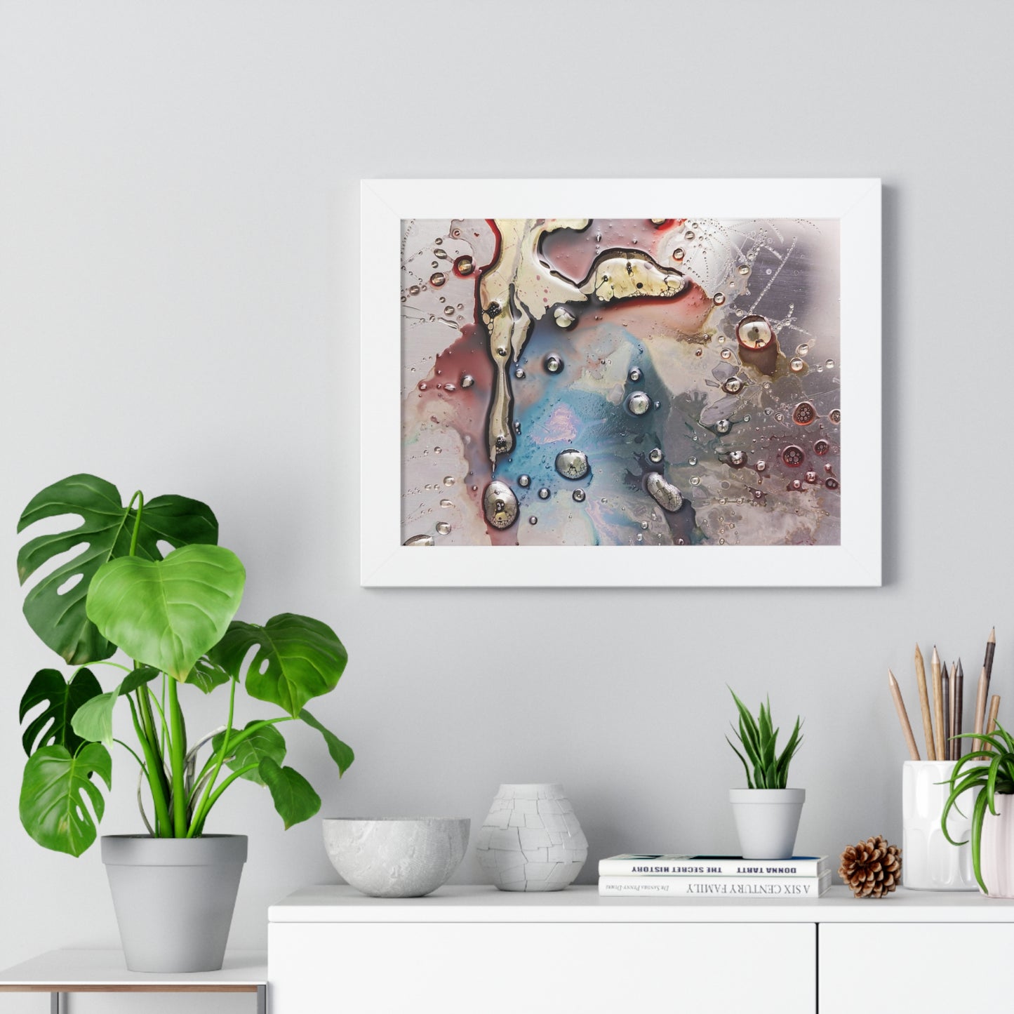 Multi-Colored Waterdrops Abstract Art, Framed Horizontal Poster