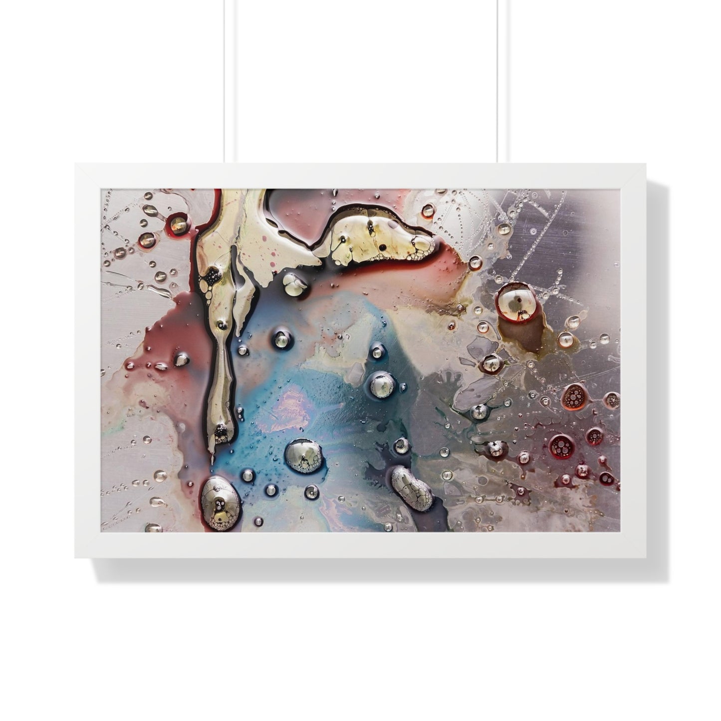 Multi-Colored Waterdrops Abstract Art, Framed Horizontal Poster