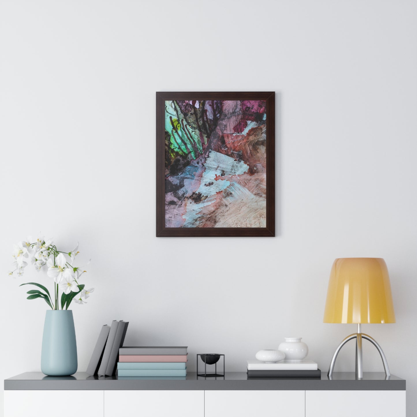 Underwater Seascape Abstract Multi-Colored Art Framed Vertical Poster
